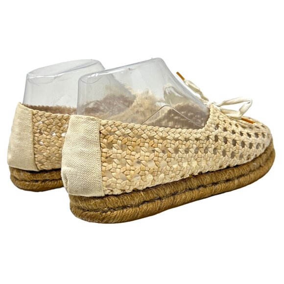 Saint Laurent Womens 7 38 Cream Espadrille Lace Up Loafers Woven Round Toe - Picture 7 of 16